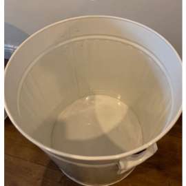 20-Gallon Beige Galvanized Steel Round Fire Resistant Trash Can