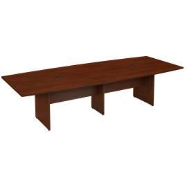 Bush 120W x 48D Boat Shaped Conference Table with Wood Base, Hansen Cherry