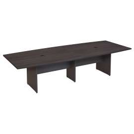 Bush 120W x 48D Boat Shaped Conference Table with Wood Base, Storm Gray