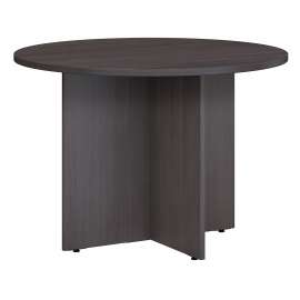 Bush 42W Round Conference Table with Wood Base, Storm Gray