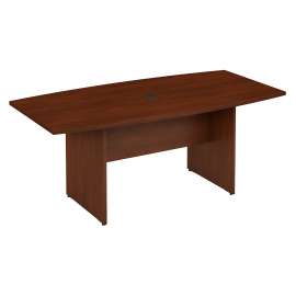 Bush 72W x 36D Boat Shaped Conference Table with Wood Base, Hansen Cherry