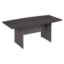 Bush 72W x 36D Boat Shaped Conference Table with Wood Base, Storm Gray