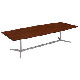 Bush 120W x 48D Boat Shaped Conference Table with Metal Base, Hansen Cherry