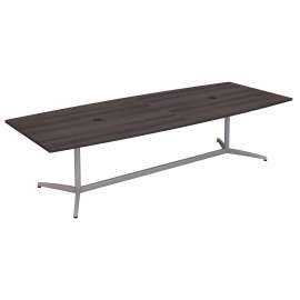 Bush 120W x 48D Boat Shaped Conference Table with Metal Base, Storm Gray