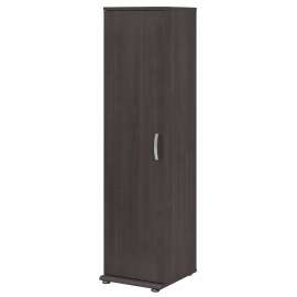 Bush Business Furniture Universal Narrow Clothing Storage Cabinet with Door and Shelves, Storm Gray/Storm Gray