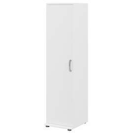Bush Business Furniture Universal Narrow Clothing Storage Cabinet with Door and Shelves, White/White