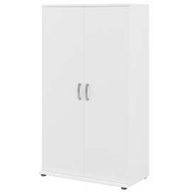 Bush Business Furniture Universal Tall Clothing Storage Cabinet with Doors and Shelves, White/White