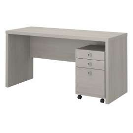 Office by kathy ireland Echo Credenza Desk with Mobile File Cabinet, Gray Sand/Gray Sand