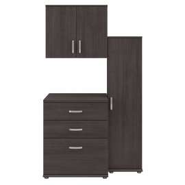 Bush Business Furniture Universal 3 Piece Modular Garage Storage Set with Floor and Wall Cabinets, Storm Gray/Storm Gray