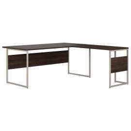 Bush Hybrid 72W x 36D L Shaped Table Desk with Metal Legs, Black Walnut/Black Walnut