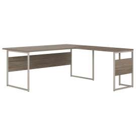 Bush Hybrid 72W x 36D L Shaped Table Desk with Metal Legs, Modern Hickory/Modern Hickory