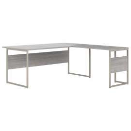 Bush Hybrid 72W x 36D L Shaped Table Desk with Metal Legs, Platinum Gray/Platinum Gray