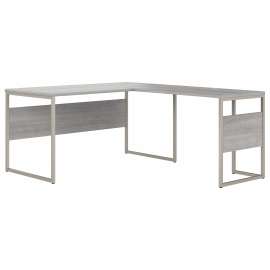 Bush Hybrid 60W x 30D L Shaped Table Desk with Metal Legs, Platinum Gray/Platinum Gray