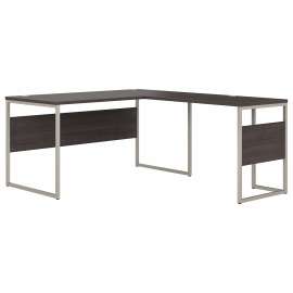 Bush Hybrid 60W x 30D L Shaped Table Desk with Metal Legs, Storm Gray/Storm Gray