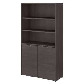 Bush Jamestown 5 Shelf Bookcase with Doors, Storm Gray