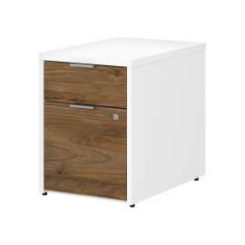 Bush Jamestown 2 Drawer File Cabinet - Assembled, Fresh Walnut/White
