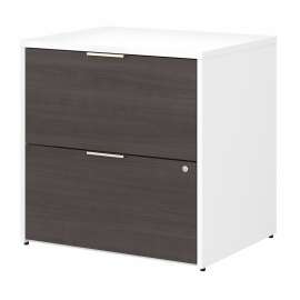 Bush Jamestown 2 Drawer Lateral File Cabinet - Assembled, Storm Gray/White