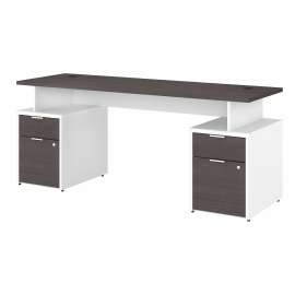 Bush Jamestown 72W Desk with 4 Drawers, Storm Gray/White