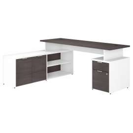 Bush Business Furniture Jamestown 72W L Shaped Desk with Drawers, Storm Gray/White