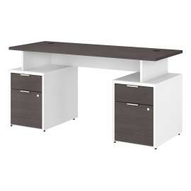 Bush Jamestown 60W Desk with 4 Drawers, Storm Gray/White