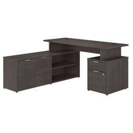 Bush Business Furniture Jamestown 60W L Shaped Desk with Drawers, Storm Gray/Storm Gray