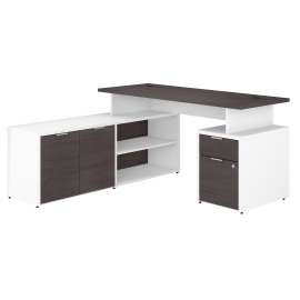 Bush Business Furniture Jamestown 60W L Shaped Desk with Drawers, Storm Gray/White