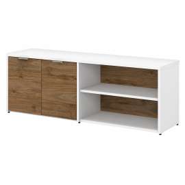 Bush Business Furniture Jamestown Low Storage Cabinet with Doors and Shelves, Fresh Walnut/White
