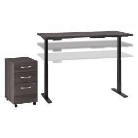 Move 60 Series by Bush 60W x 30D Height Adjustable Standing Desk with Storage, Storm Gray/Black Powder Coat