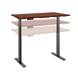 Move 60 Series by Bush 48W x 24D Height Adjustable Standing Desk, Hansen Cherry/Black Powder Coat