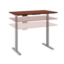 Move 60 Series by Bush 48W x 24D Height Adjustable Standing Desk, Hansen Cherry/Cool Gray Metallic