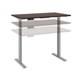 Move 60 Series by Bush 48W x 24D Height Adjustable Standing Desk, Mocha Cherry/Cool Gray Metallic