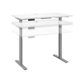 Move 60 Series by Bush 48W x 24D Electric Height Adjustable Standing Desk, White/Cool Gray Metallic