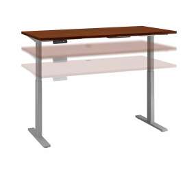 Move 60 Series by Bush 60W x 30D Height Adjustable Standing Desk, Hansen Cherry/Cool Gray Metallic