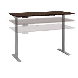 Move 60 Series by Bush 60W x 30D Height Adjustable Standing Desk, Mocha Cherry/Cool Gray Metallic