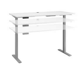 Move 60 Series by Bush 60W x 30D Height Adjustable Standing Desk, White/Cool Gray Metallic