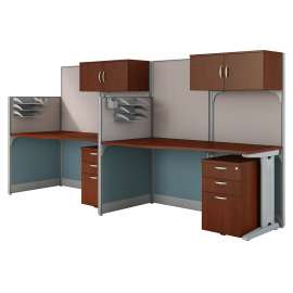 Bush Business Furniture Office in an Hour 2 Person Cubicle Workstations, Hansen Cherry