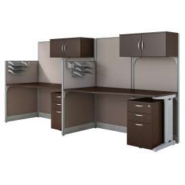 Bush Business Furniture Office in an Hour 2 Person Cubicle Workstations, Mocha Cherry