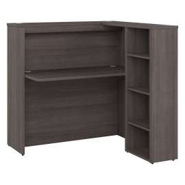 Bush Studio C 48W Privacy Desk with Shelves, Storm Gray/Storm Gray