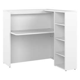 Bush Studio C 48W Reception Desk with Shelves, White/White