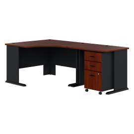 Bush Series A 48W Corner Desk with 36W Return and Mobile File Cabinet, Hansen Cherry