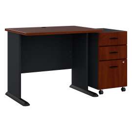 Bush Series A 36W Desk with Mobile File Cabinet, Hansen Cherry/Galaxy