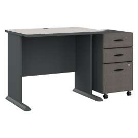 Bush Series A 36W Desk with Mobile File Cabinet, Slate/White Spectrum