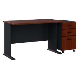Bush Series A 48W Desk with Mobile File Cabinet, Hansen Cherry/Galaxy