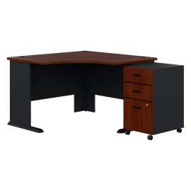 Bush Series A 48W Corner Desk with Mobile File Cabinet, Hansen Cherry/Galaxy