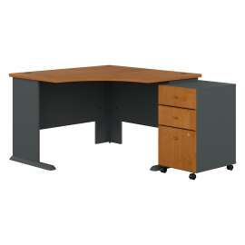 Bush Series A 48W Corner Desk with Mobile File Cabinet, Natural Cherry