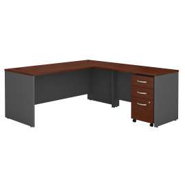Bush Series C 72W L Shaped Desk with 48W Return and Mobile File Cabinet, Hansen Cherry/Graphite Gray
