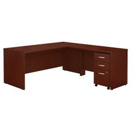 Bush Series C 72W L Shaped Desk with 48W Return and Mobile File Cabinet, Mahogany/Mahogany
