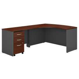 Bush Series C Left Handed L Shaped Desk with Mobile File Cabinet, Hansen Cherry/Graphite Gray