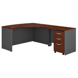 Bush Series C Right Handed L Shaped Desk with Mobile File Cabinet, Hansen Cherry/Graphite Gray