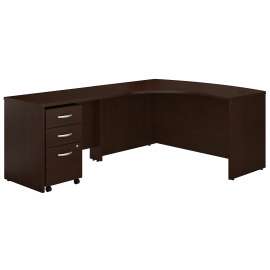 Bush Series C Left Handed L Shaped Desk with Mobile File Cabinet, Mocha Cherry/Mocha Cherry